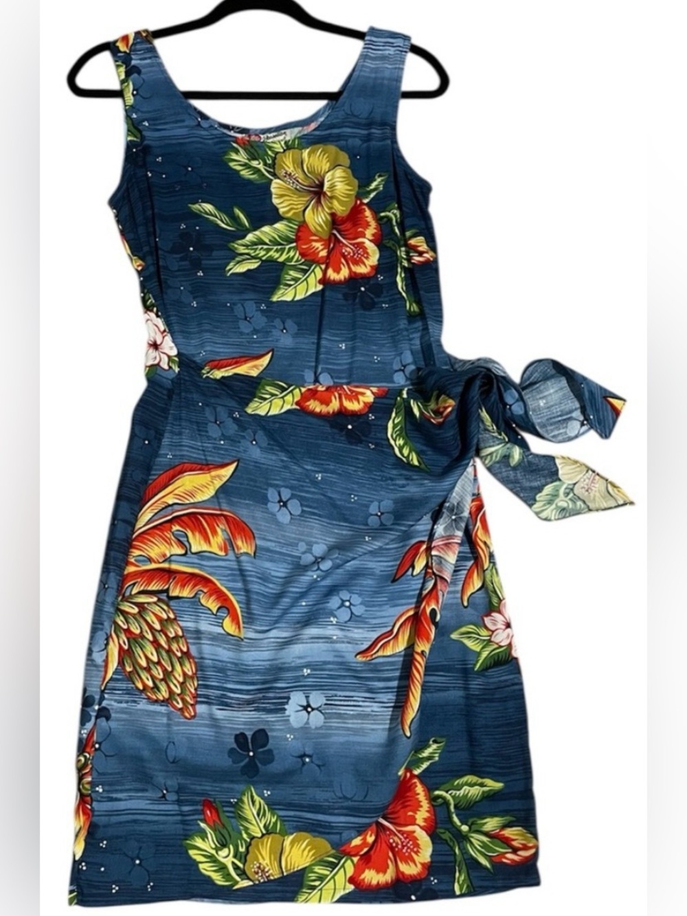 HILO HATTIE Hawaiian Original Sarong Hibiscus Print Dress